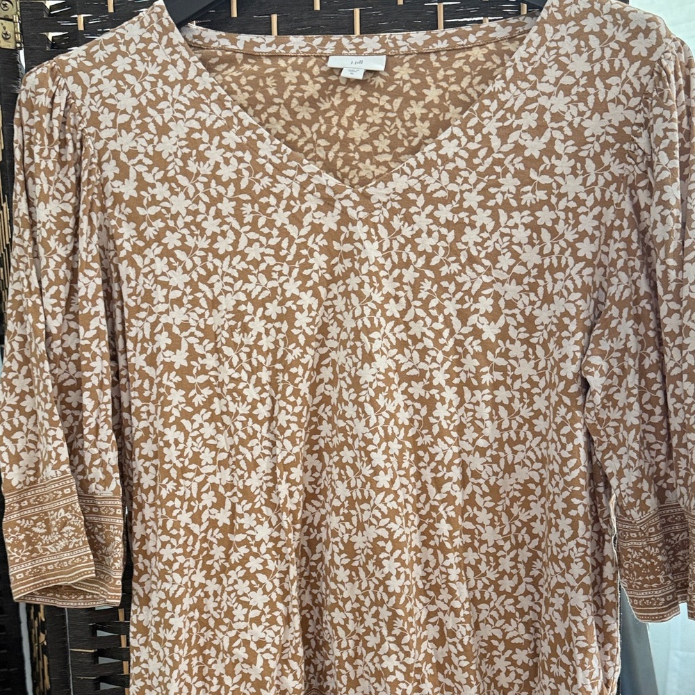 J. Jill Brown and Cream Floral Top